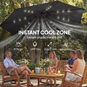 Patio Umbrella With Lights Adjustable Shade for Day and Night Use (Free Rain Cover) Outsunny