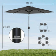Patio Umbrella With Lights Adjustable Shade for Day and Night Use (Free Rain Cover) Outsunny