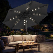 Patio Umbrella With Lights Adjustable Shade for Day and Night Use (Free Rain Cover) Outsunny