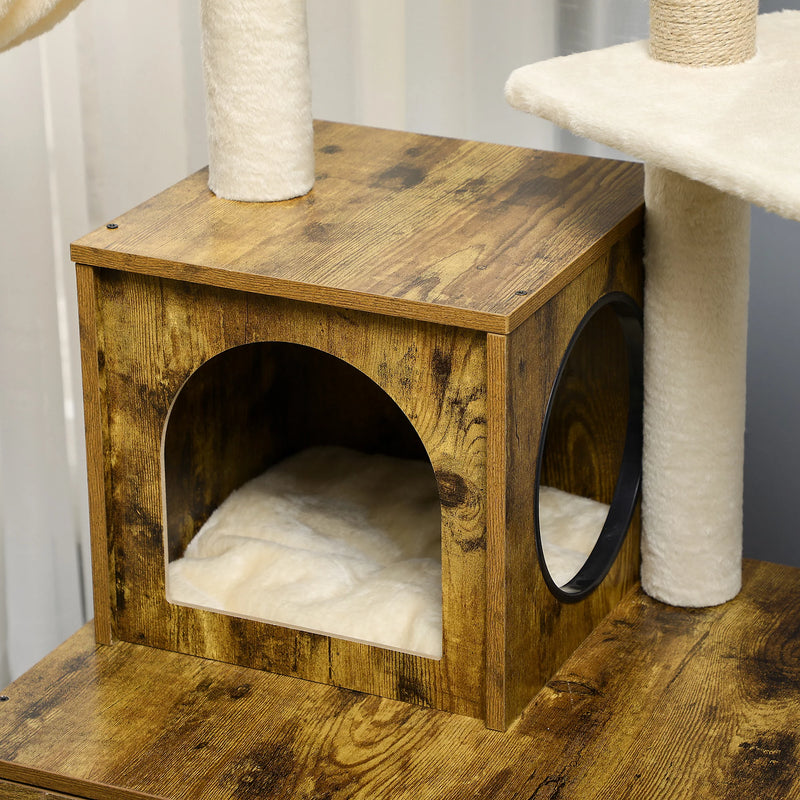 PawHut Rustic Cat Litter Box with Tower