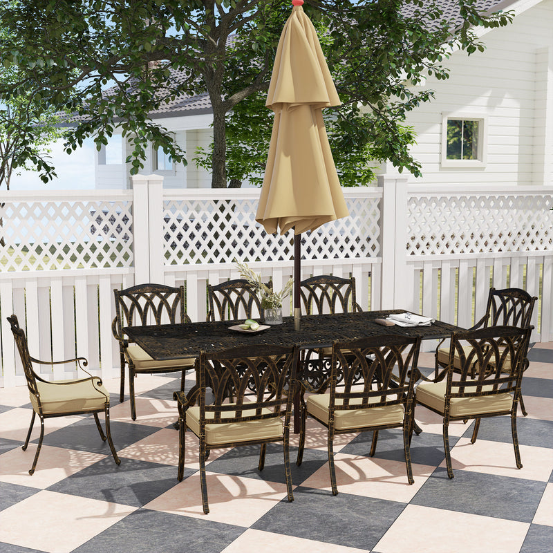 Nine Piece Cast Aluminium Garden Dining Set Bronze Finish by Outsunny