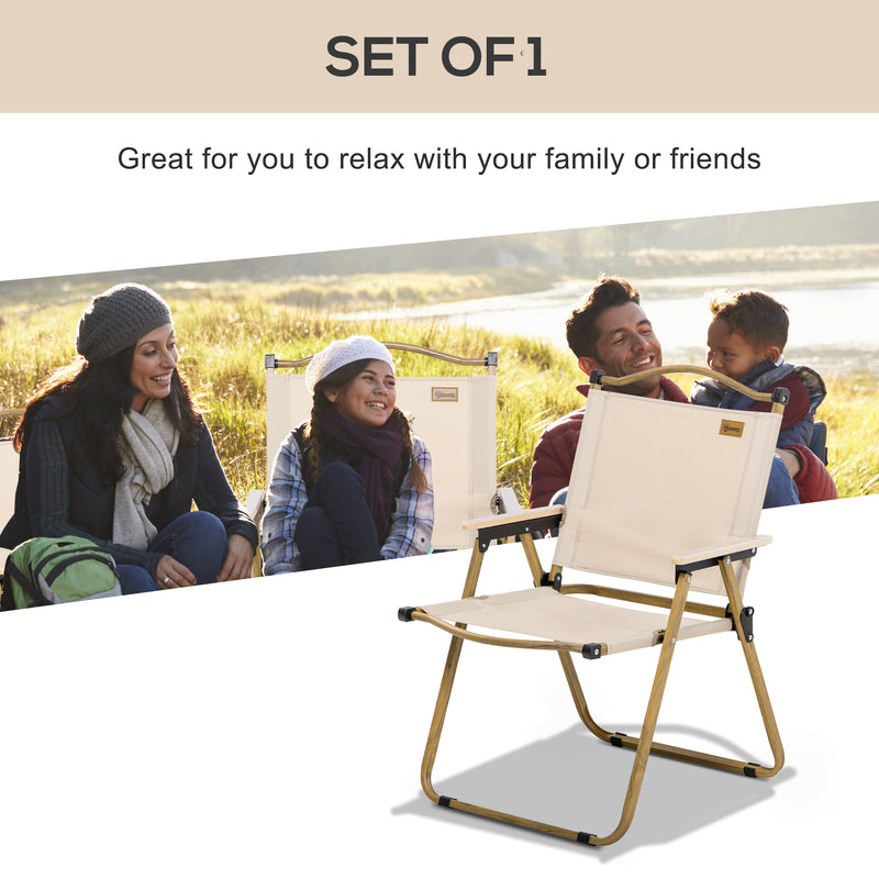 Folding Camp Chair for Easy Outdoor Seating with Lightweight Steel Frame Khaki