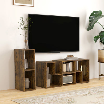 Rustic Brown TV Stand for TVs up to 75 Inches with Storage Shelves Extendable Design by HOMCOM