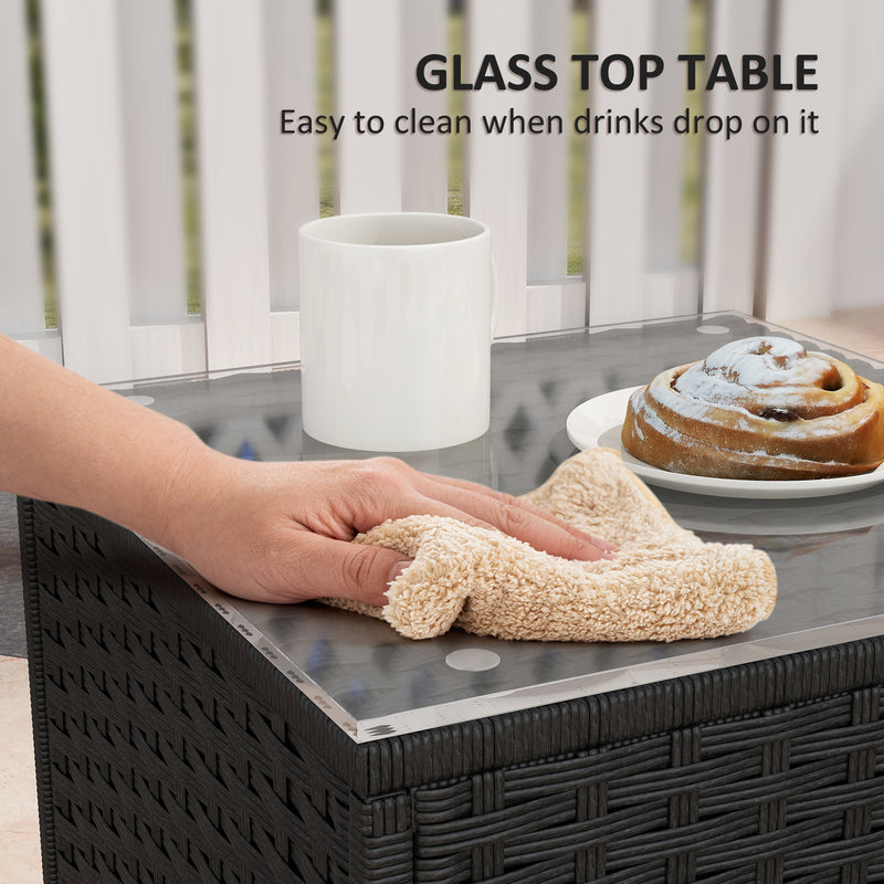 Three Piece Rattan Rocking Chair Bistro Set Black by Outsunny