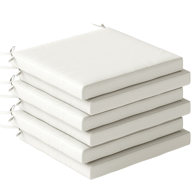 Garden Seat Cushions Set of 6 for Comfortable Outdoor Chairs Removable Covers Cream White Outsunny