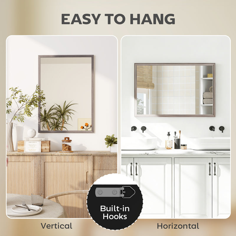 HOMCOM Wall Bathroom Mirror, 50 x 70 cm Wall-Mounted Mirror for Living Room, Bedroom, Hallway, Grey AOSOM