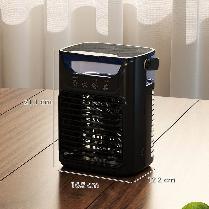 Desk Fan and Humidifier with Night Light for Cool Fresh Air at Home or Office Black AOSOM