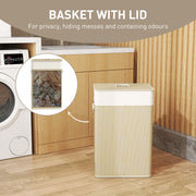 Bamboo Laundry Basket with Lid and Liner 72L Hamper with Handles for Bathroom or Bedroom