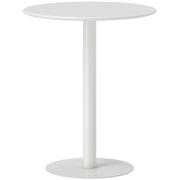 Round Dining Table with Steel Base Ideal for Kitchen or Living Room Use White AOSOM