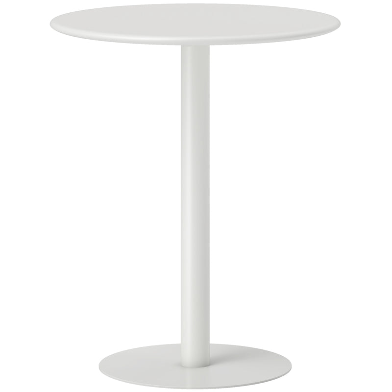 Round Dining Table with Steel Base Ideal for Kitchen or Living Room Use White AOSOM