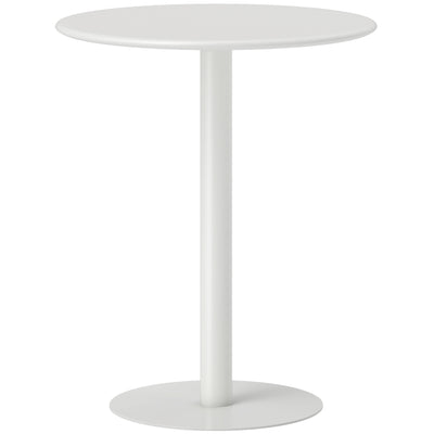 Round Dining Table with Steel Base Ideal for Kitchen or Living Room Use White AOSOM