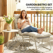 Garden Chair Set with Footstool and Side Table for Relaxing Outdoors Beige and Light Grey Outsunny