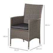 Grey Rattan Garden Armchairs Set of 4 With Cushions Ideal for Outdoor Relaxing