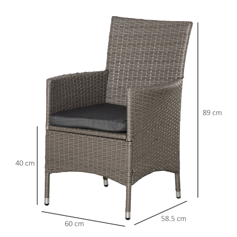 Grey Rattan Garden Armchairs Set of 4 With Cushions Ideal for Outdoor Relaxing