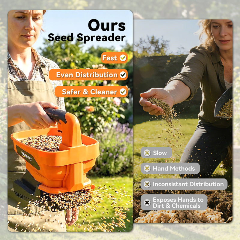 Cordless Handheld Lawn Spreader for Even Seed Fertiliser or Salt Coverage Orange AOSOM