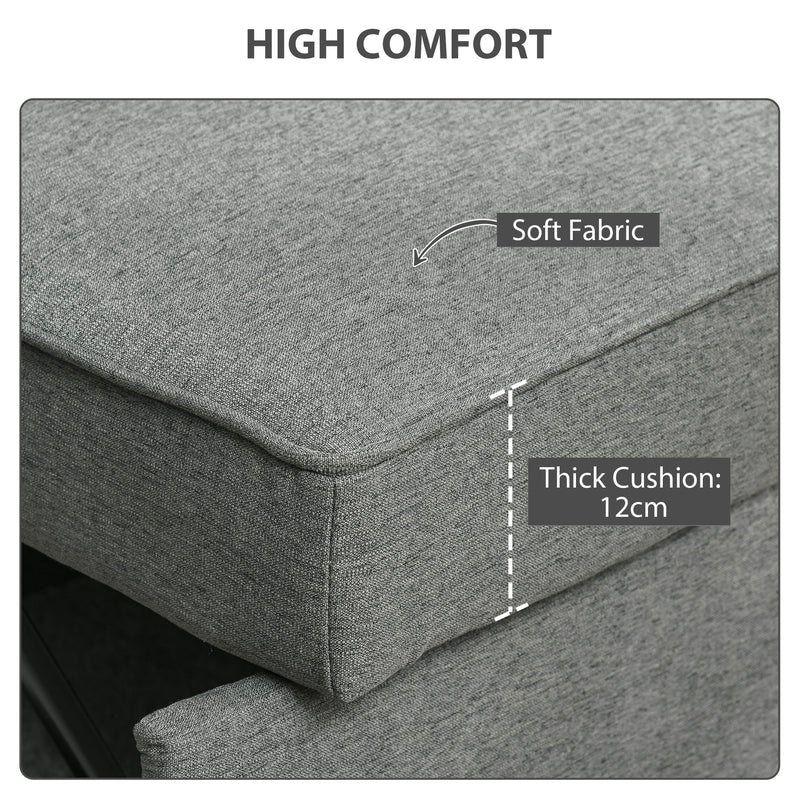 Sofa Bed for Small Spaces with Adjustable Backrest and Supportive Foam Grey Homcom