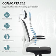Black Ergonomic Mesh Swivel Office Chair With Lumbar Support and Flip-Up Armrests by HOMCOM
