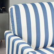 Blue and White Velvet Accent Chair with Wide Seat and Turned Legs for Living Room by HOMCOM