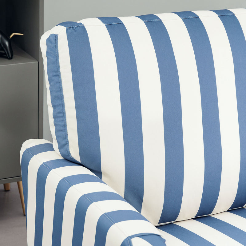 Blue and White Velvet Accent Chair with Wide Seat and Turned Legs for Living Room by HOMCOM