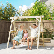 Outsunny Three-Seater Wooden Swing Bench AOSOM