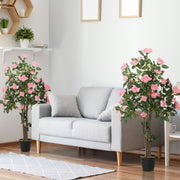 Set of Two Faux Rose Plants in Decorative Pots for Home or Office by HOMCOM