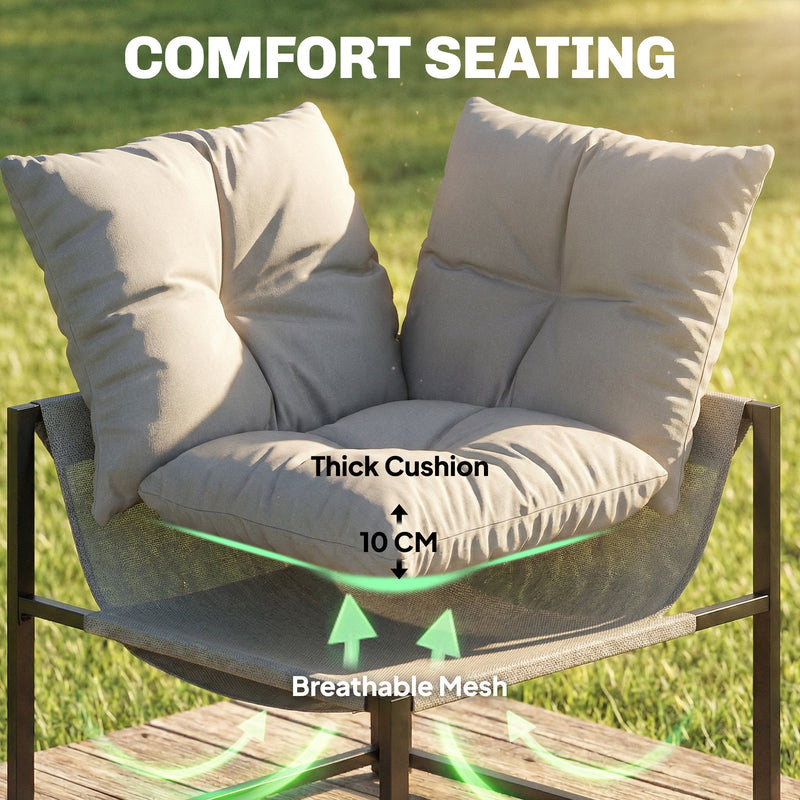 Garden Furniture Set for 5 with Cushions and Coffee Table Easy Assembly Grey & Black