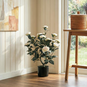 Artificial Camellia Plant 65 cm for Easy Indoor Greenery No Watering Needed White Homcom