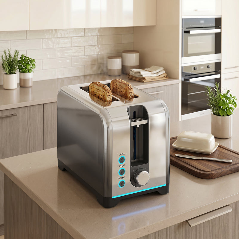 2 Slice Toaster with Wide Slots and 7 Browning Settings for Easy Breakfast Black