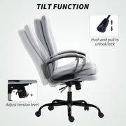 Double Padded Office Chair With Linen Look Fabric For Home Or Work Setup Light Grey