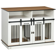 Indoor Dog Crate Furniture with Adjustable Divider for Small to Large Dogs White