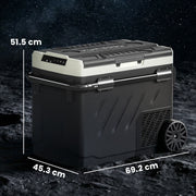 Camping Fridge Freezer with Dual-Zone Cooling and Wheels for Fresh Food Outdoors Black AOSOM