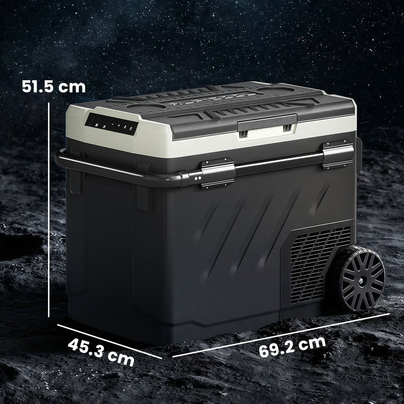 Camping Fridge Freezer with Dual-Zone Cooling and Wheels for Fresh Food Outdoors Black AOSOM