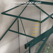 Walk In Polycarbonate Greenhouse With Sliding Door Rain Gutter And Base Frame Green