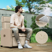 Rattan Garden Recliner Chair with Adjustable Backrest Cushion and Footrest Yellow Beige by Outsunny