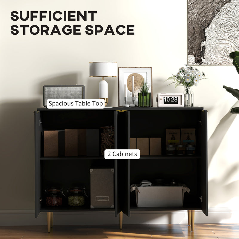 Sideboard Storage Cabinet with Adjustable Shelves for Kitchen or Hallway Organisation Black