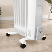1.5kW Seven Fin Oil Filled Radiator Portable Electric Heater, White by HOMCOM
