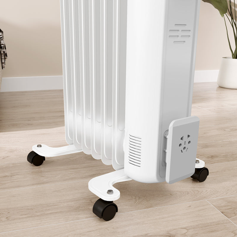 1.5kW Seven Fin Oil Filled Radiator Portable Electric Heater, White by HOMCOM