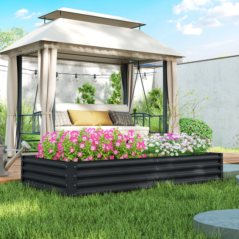 Raised Garden Bed 180 x 90cm Metal Planter Box Ideal for Vegetables and Herbs Grey AOSOM