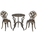 Metal Bistro Set for 2 with Umbrella Hole Ideal for Garden or Patio, Bronze Tone Outsunny