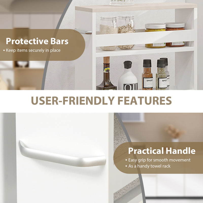 Slim Bathroom Storage Trolley with Wheels for Small Spaces White Kleankin