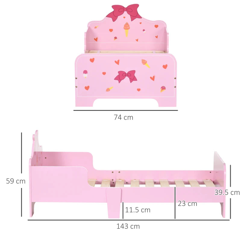 Pink Princess Toddler Bed (3-6 Years): 143x74x59cm, Patterns