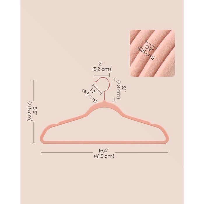 Songmics Pink Velvet Clothes Hangers (Pack of 50)