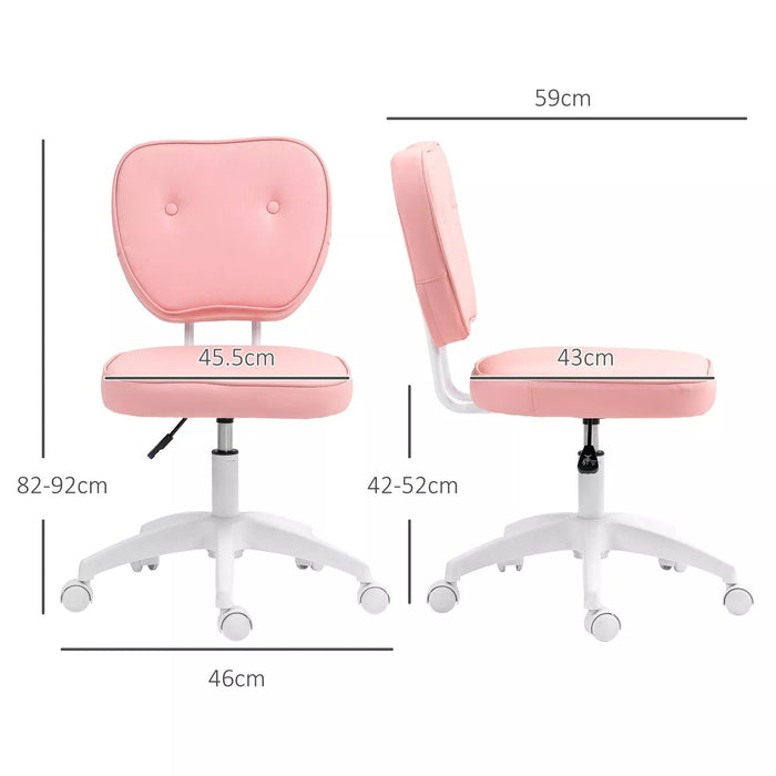 Image of a Pink Armless Desk Chair With Wheels