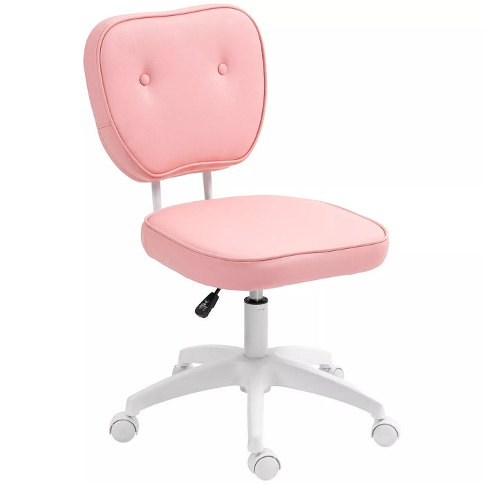 Image of a Pink Armless Desk Chair With Wheels