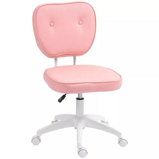 Image of a Pink Armless Desk Chair With Wheels