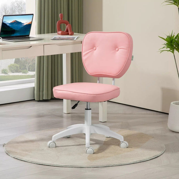 Image of a Pink Armless Desk Chair With Wheels