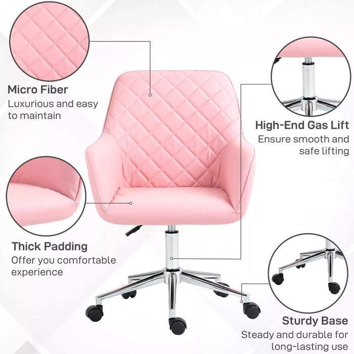 Image of a Pink Desk Chair With Wheels