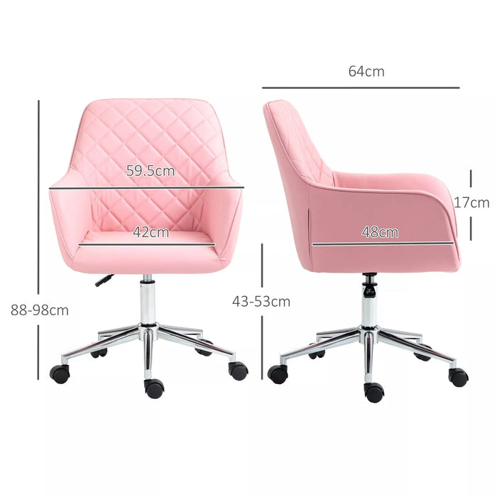 Image of a Pink Desk Chair With Wheels