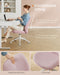 Image of a Pink Fabric Desk Chair With Wheels