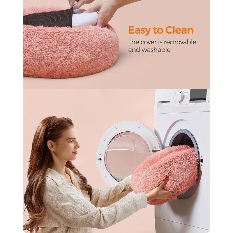 Pink Fluffy Dog Bed by Feandrea